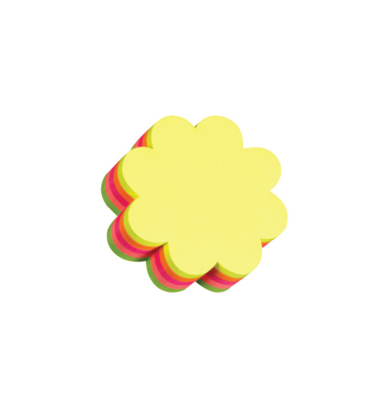 Cubo N. Adhesivas Neón, 67 mm x 67 mm, Flor, Multicolor, 250 h.